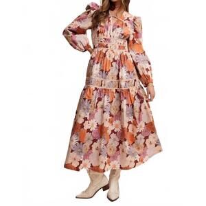 NEW LISTICLE floral maxi dress in red